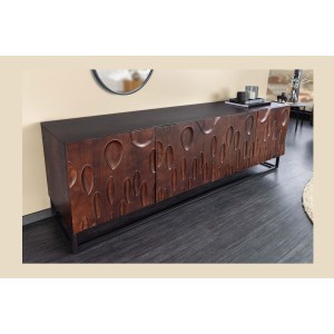 Buffet 175 cm 4 portes bois massif acacia noyer foncé – Collection ORIGIN
