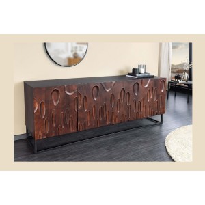Buffet 175 cm 4 portes bois massif acacia noyer foncé – Collection ORIGIN