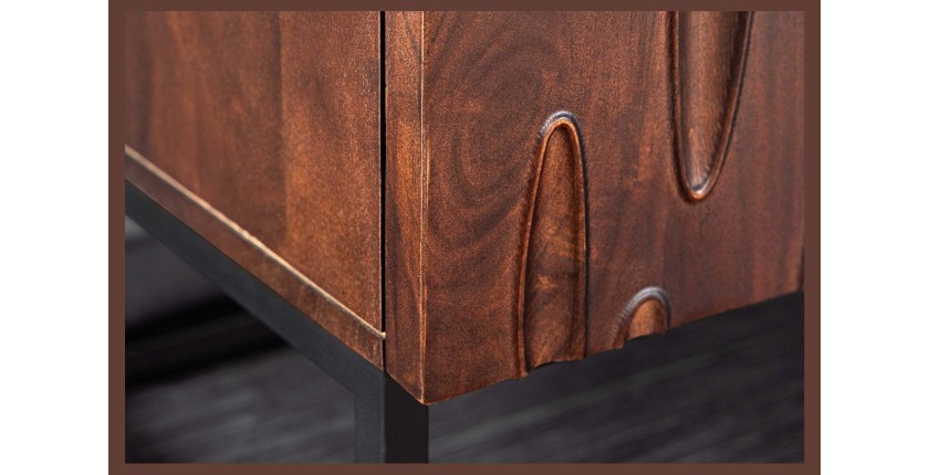 Buffet 175 cm 4 portes bois massif acacia noyer foncé – Collection ORIGIN