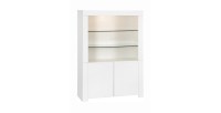 Vitrine vaisselier FOLOMI - Blanc Brillant avec LED - Style Design - 170x123x50