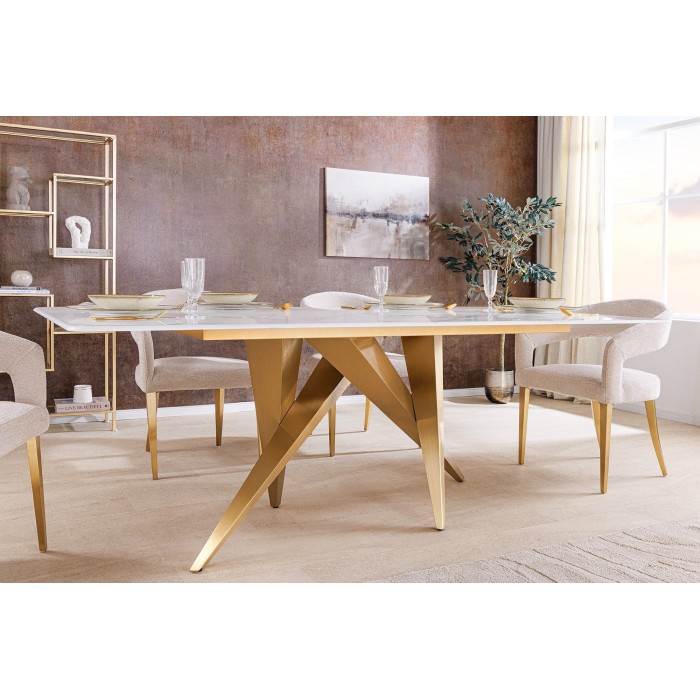 Table AXIS blanche vu de face éloignée