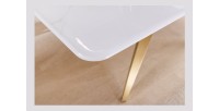 Table de salle à manger AXIS – Rectangulaire 200 cm – Effet marbre blanc – Pieds métal coloris or – Style chic