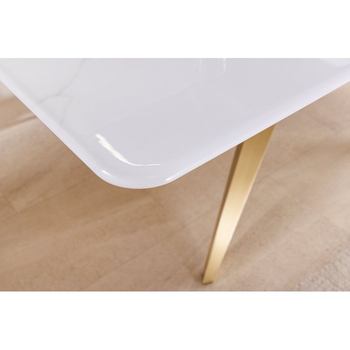 Zoom sur le coin de la table AXIS blanche