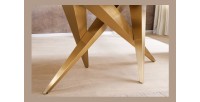 Table de salle à manger AXIS – Rectangulaire 200 cm – Effet marbre blanc – Pieds métal coloris or – Style chic