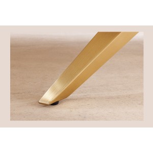 Table de salle à manger AXIS – Rectangulaire 200 cm – Effet marbre blanc – Pieds métal coloris or – Style chic