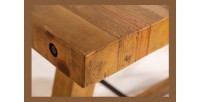 Table de salle à manger RANCHO – Rectangulaire 200 cm – Bois naturel et métal – Style rustique