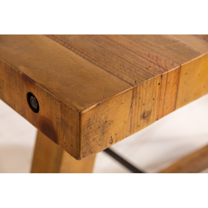 Table de salle à manger RANCHO – Rectangulaire 200 cm – Bois naturel et métal – Style rustique