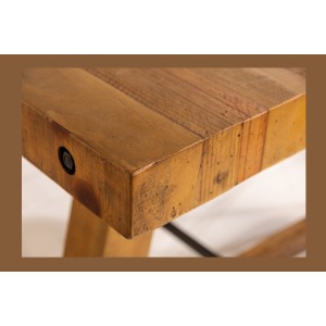 Table de salle à manger RANCHO – Rectangulaire 200 cm – Bois naturel et métal – Style rustique
