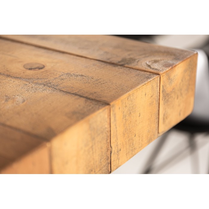 Table de salle à manger RANCHO – Rectangulaire 200 cm – Bois naturel et métal – Style rustique