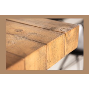 Table de salle à manger RANCHO – Rectangulaire 200 cm – Bois naturel et métal – Style rustique