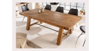 Table de salle à manger RANCHO – Rectangulaire 200 cm – Bois naturel et métal – Style rustique