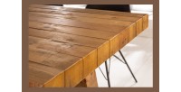 Table de salle à manger RANCHO – Rectangulaire 200 cm – Bois naturel et métal – Style rustique