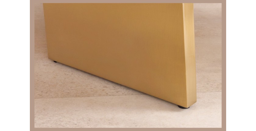 Table de salle à manger OREA – Rectangulaire – Marbre blanc et doré – Pieds métal – Style chic et moderne