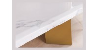 Table de salle à manger OREA – Rectangulaire – Marbre blanc et doré – Pieds métal – Style chic et moderne