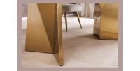 Table de salle à manger OREA – Rectangulaire – Marbre blanc et doré – Pieds métal – Style chic et moderne