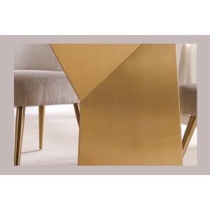 Table de salle à manger OREA – Rectangulaire – Marbre blanc et doré – Pieds métal – Style chic et moderne