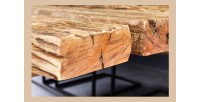 Table de salle à manger RAFTA – Rectangulaire 220 cm – Bois, métal et verre – Style industriel