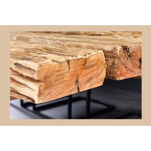 Table de salle à manger RAFTA – Rectangulaire 220 cm – Bois, métal et verre – Style industriel