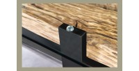 Table de salle à manger RAFTA – Rectangulaire 220 cm – Bois, métal et verre – Style industriel