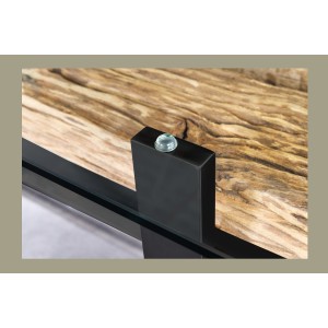 Table de salle à manger RAFTA – Rectangulaire 220 cm – Bois, métal et verre – Style industriel