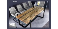 Table de salle à manger RAFTA – Rectangulaire 220 cm – Bois, métal et verre – Style industriel