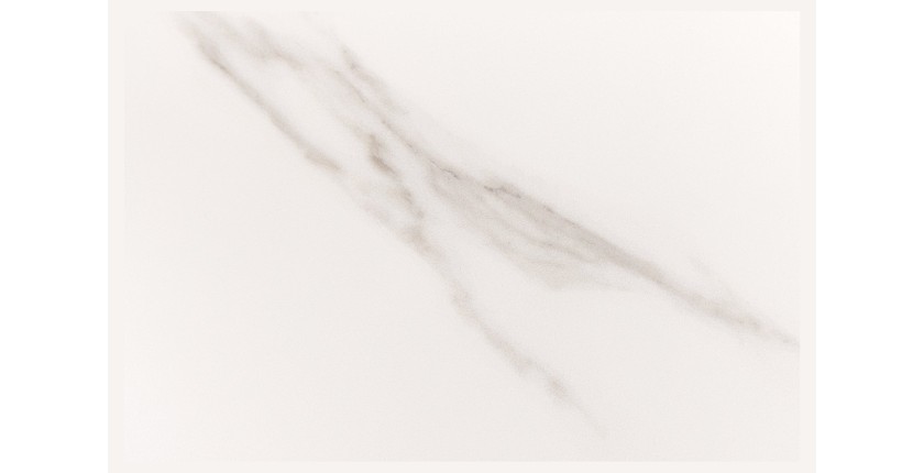 Table de salle à manger LUMEA – Rectangulaire 200 cm – Plateau céramique effet marbre blanc et pied aspect bois clair – Style co
