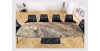 Table de salle à manger AZURA – Extensible 180 à 260 cm – Effet marbre taupe – Design contemporain