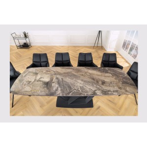 Table de salle à manger AZURA – Extensible 180 à 260 cm – Effet marbre taupe – Design contemporain