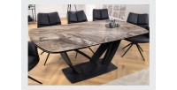 Table de salle à manger AZURA – Extensible 180 à 260 cm – Effet marbre taupe – Design contemporain