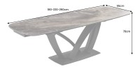 Table de salle à manger AZURA – Extensible 180 à 260 cm – Effet marbre taupe – Design contemporain