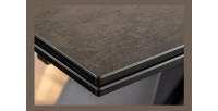 Table de salle à manger ZAREL – Extensible 180 à 260 cm – Rectangulaire – Céramique et verre trempé effet marbre