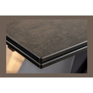 Table de salle à manger ZAREL – Extensible 180 à 260 cm – Rectangulaire – Céramique et verre trempé effet marbre