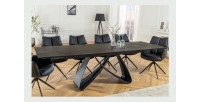 Table de salle à manger ZAREL – Extensible 180 à 260 cm – Rectangulaire – Céramique et verre trempé effet marbre