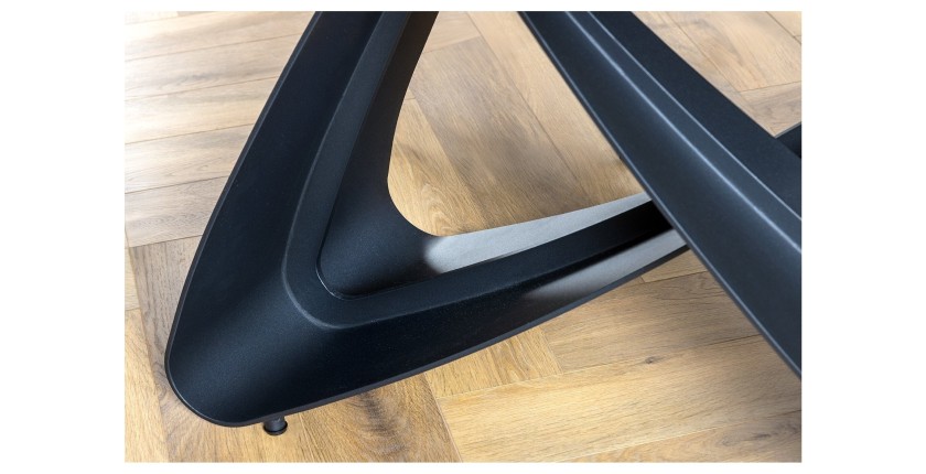 Table de salle à manger ZAREL – Extensible 180 à 260 cm – Rectangulaire – Céramique et verre trempé effet marbre