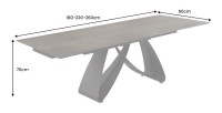 Table de salle à manger ZAREL – Extensible 180 à 260 cm – Rectangulaire – Céramique et verre trempé effet marbre