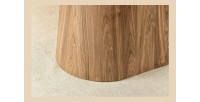 Table de salle à manger LUMEA – Ovale 200 cm – Effet marbre gris – Pied large bois – Style contemporain