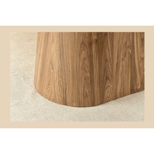 Table de salle à manger LUMEA – Ovale 200 cm – Effet marbre gris – Pied large bois – Style contemporain