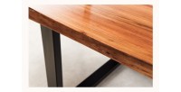 Table de salle à manger LAGUNA – Rectangulaire 160 cm – Bois massif d’acacia et résine époxy bleue