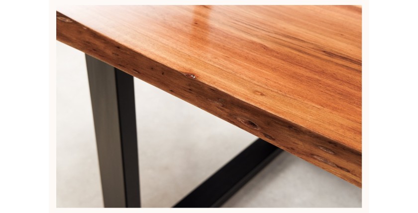 Table de salle à manger LAGUNA – Rectangulaire 160 cm – Bois massif d’acacia et résine époxy bleue