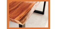 Table de salle à manger LAGUNA – Rectangulaire 160 cm – Bois massif d’acacia et résine époxy bleue