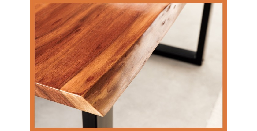 Table de salle à manger LAGUNA – Rectangulaire 160 cm – Bois massif d’acacia et résine époxy bleue