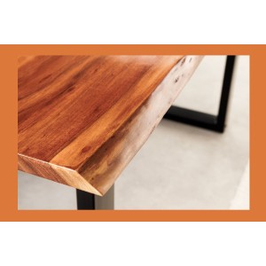 Table de salle à manger LAGUNA – Rectangulaire 160 cm – Bois massif d’acacia et résine époxy bleue