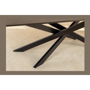 Table de salle à manger ARKOS – Rectangulaire 220 cm – Bois de manguier et métal – Style contemporain