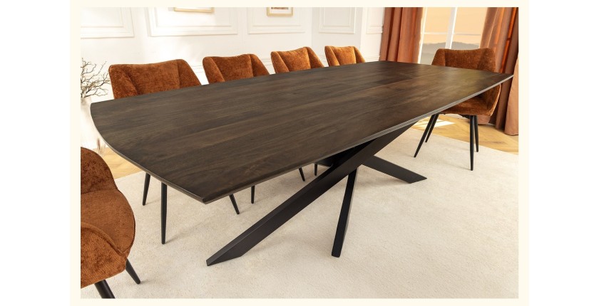 Table de salle à manger ARKOS – Rectangulaire 220 cm – Bois de manguier et métal – Style contemporain