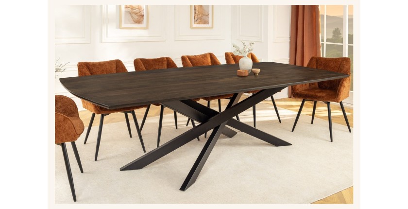 Table de salle à manger ARKOS – Rectangulaire 220 cm – Bois de manguier et métal – Style contemporain