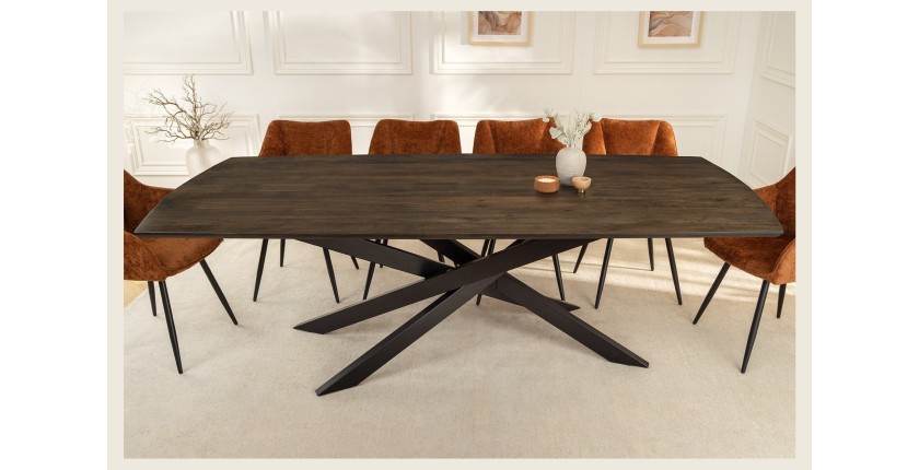 Table de salle à manger ARKOS – Rectangulaire 220 cm – Bois de manguier et métal – Style contemporain