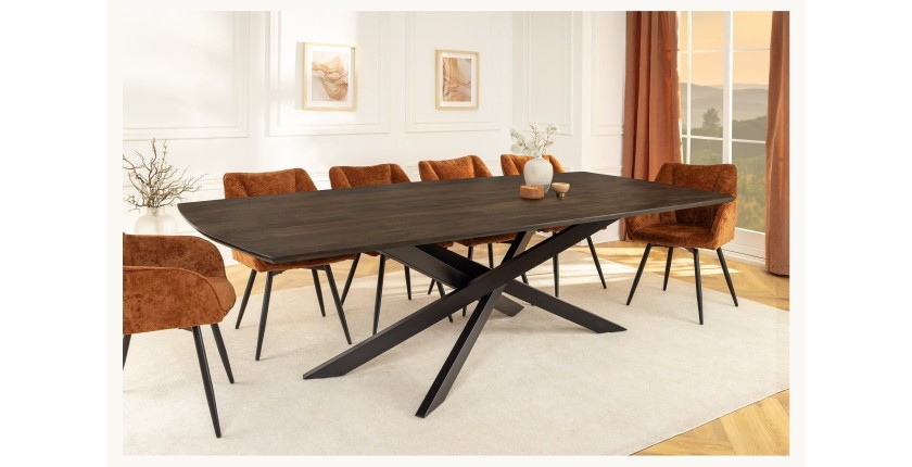 Table de salle à manger ARKOS – Rectangulaire 220 cm – Bois de manguier et métal – Style contemporain