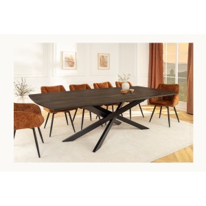 Table de salle à manger ARKOS – Rectangulaire 220 cm – Bois de manguier et métal – Style contemporain