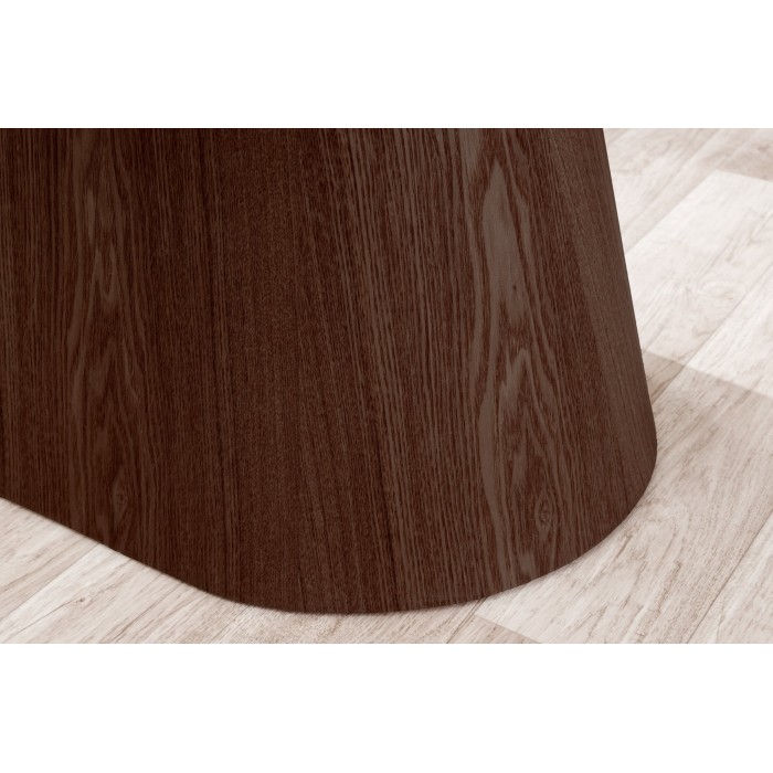 Zoom sur le pied de la table LUMEA blanche et bois rectangulaire