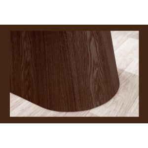 Table rectangulaire LUMEA – 200 cm – Plateau céramique effet marbre blanc et pied en bois foncé – Style contemporain